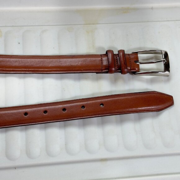 DANIEL CREMIEUX Collection Mens Brown Italian Leather Belt Silver Buckle Size 44 - Picture 5 of 16